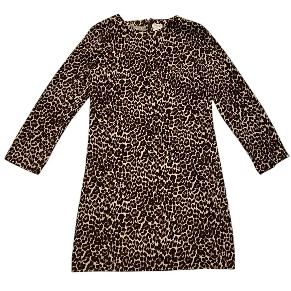 Jcrew Brown & Tan Leopard Print Shift Dress(Size 2)